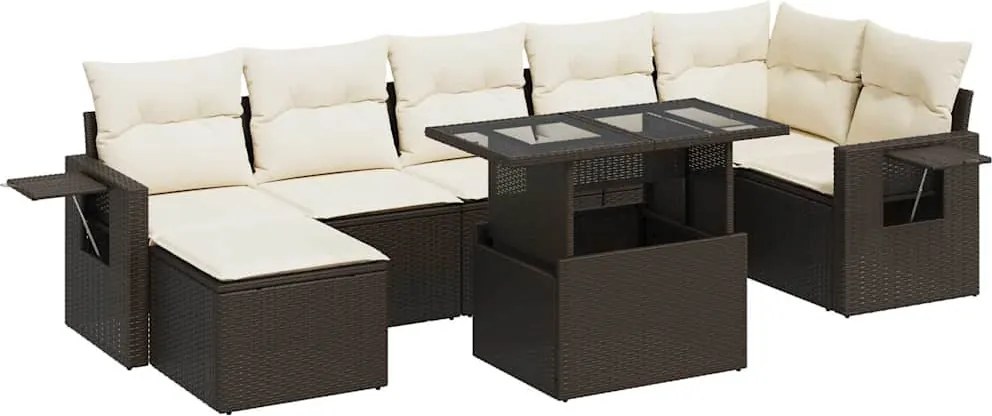 vidaXL 8 részes barna polyrattan kerti ülőgarnitúra párnákkal