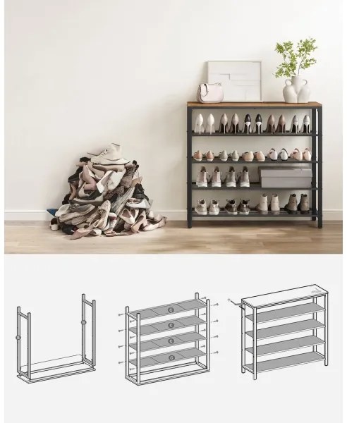 Cipőtartó DAVOR barna/fekete