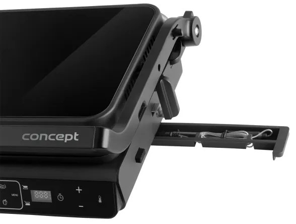 Concept ge3600 - Kontaktgrill mit Temperatursensor GLASS 2000W/230V schwarz