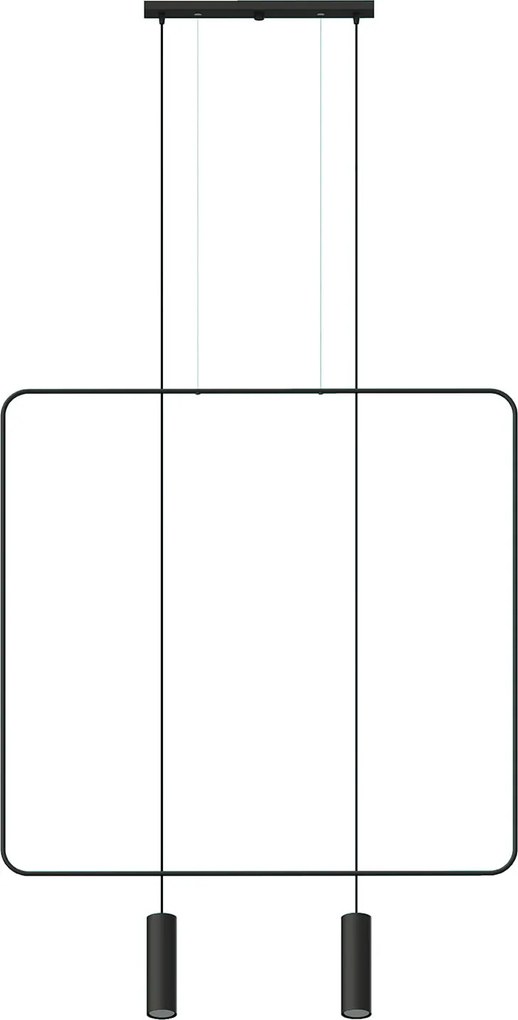 Mennyezeti lámpa, függeszték fekete négyzet nappaliba, étkezőbe és konyhába Rana 2