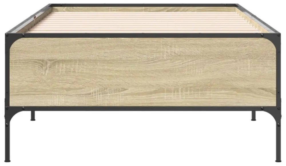 sonoma tölgyszínű szerelt fa és fém ágykeret 90 x 200 cm