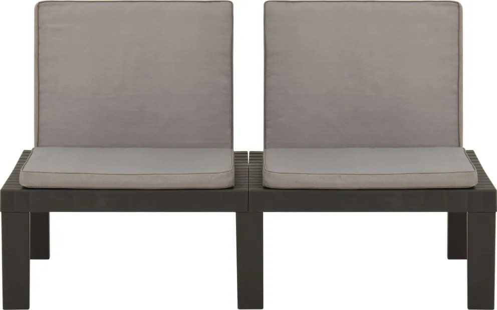 vidaXL szürke műanyag kerti pihenőpad párnával