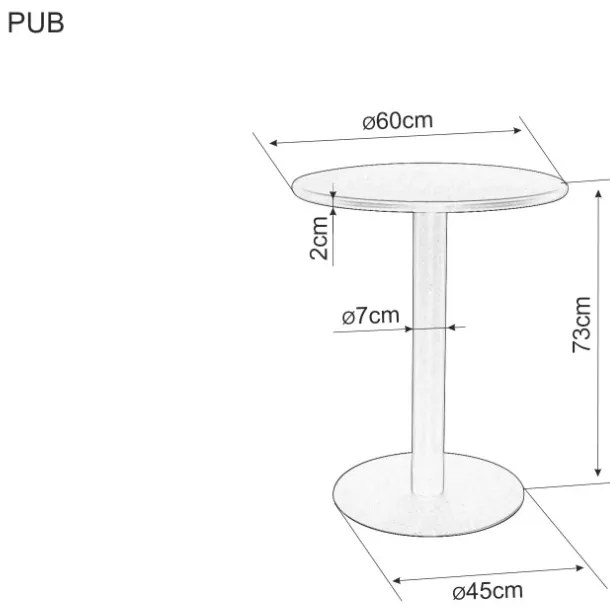 Pub kerek bárasztal fekete 60 cm