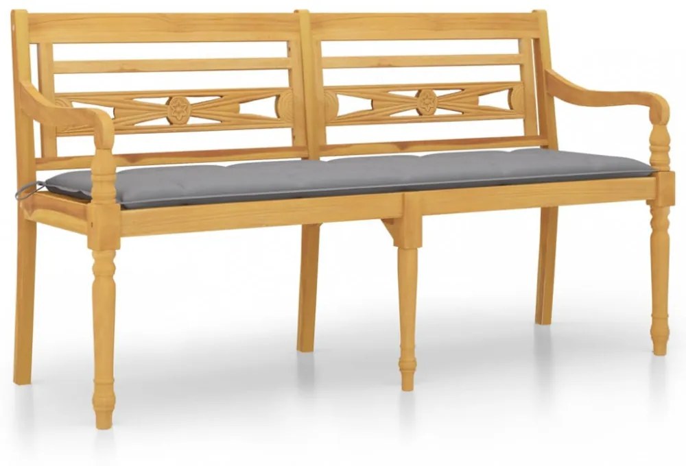 tömör tíkfa Batavia pad szürke párnával 150 cm