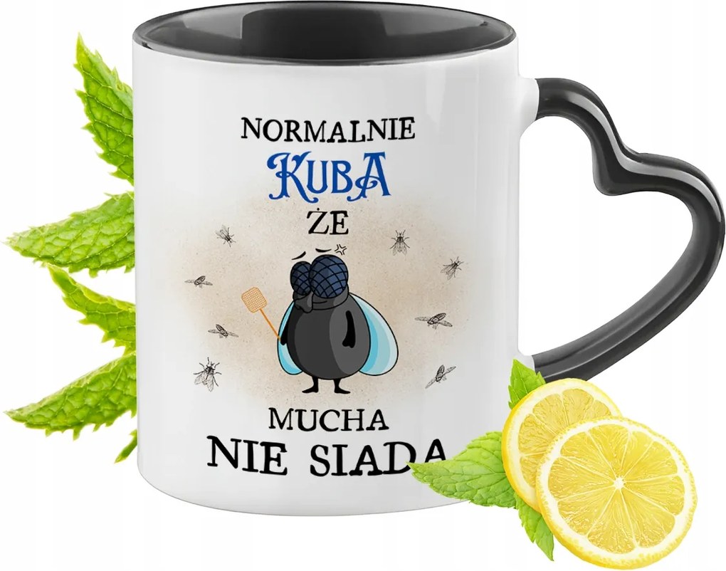 Kuba Bögre Fekete Szív Alakú Füllel Ajándék Nyomtatott