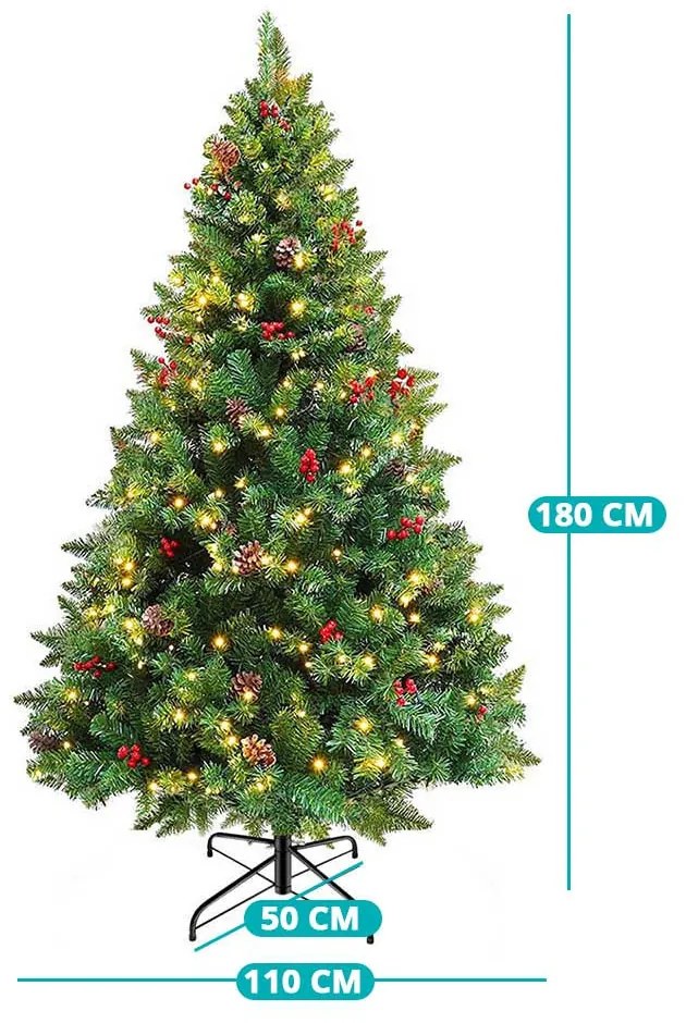 LED-es műfenyő több típusban, melegfehér-260 LED-es, 180 cm