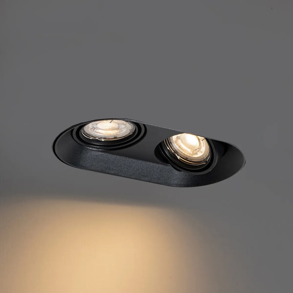 6 darabos, lekerekített, süllyesztett spotlámpa készlet fekete GU10 50mm 2-lámpás - Hubs