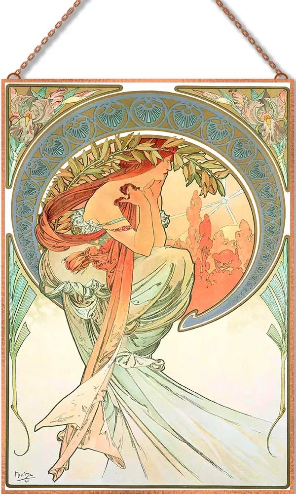 Alfons Mucha - Költészet üvegkép, falikép