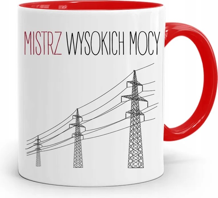 Piros Bögre Villanyszerelőnek Nagy Teljesítményű Mester, fényképes nyomtatással