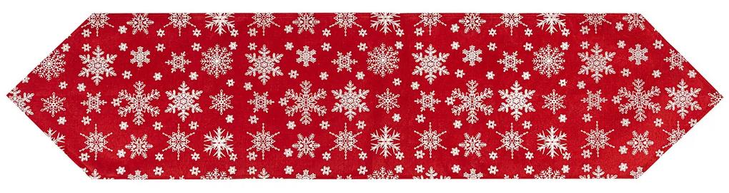 Hópehely karácsonyi asztali futó, piros, 32 x 140 cm