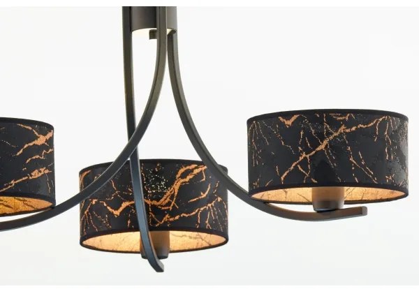 Jupiter 2106- láncon függő csillár ARTHUR 3xE27/15W/230V fekete/narancssárga/márvány dekor
