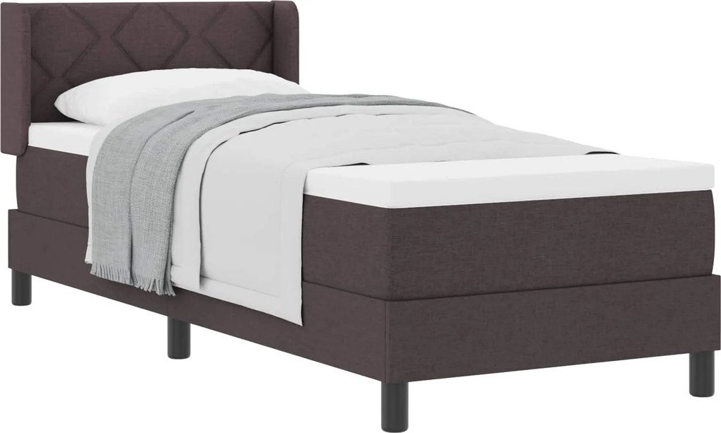 vidaXL Boxrugós ágy matracmal Sötét Barna 200 x 80 cm Poliészter
