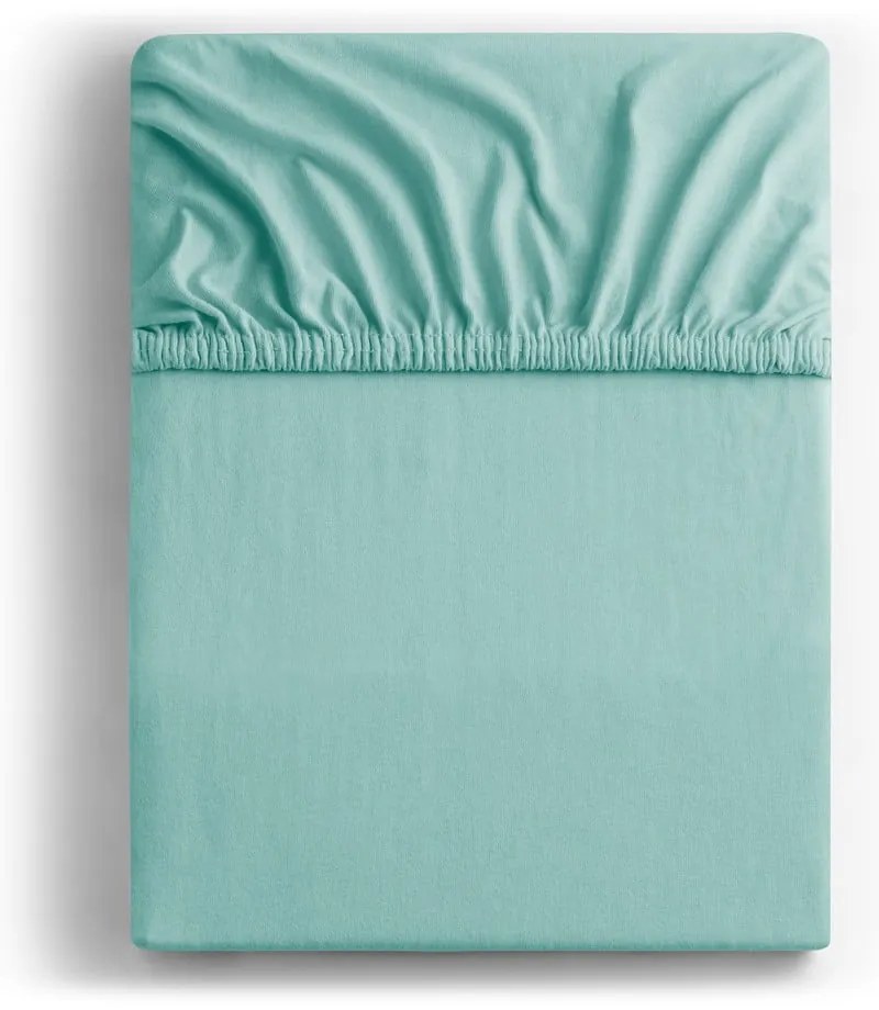Türkiz gumis jersey lepedő 120x200 cm Amber – Restilo