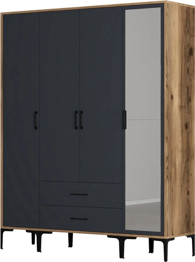Kumsal gardróbszekrény, dió-antracit, 160 cm – TR845HCT5494