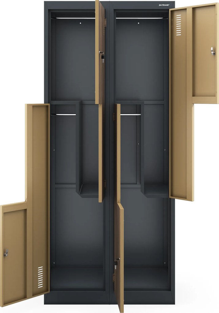 Fémszekrény JULIA, 800 x 1850 x 450 mm, Eco Design: antracit/ diófa színben