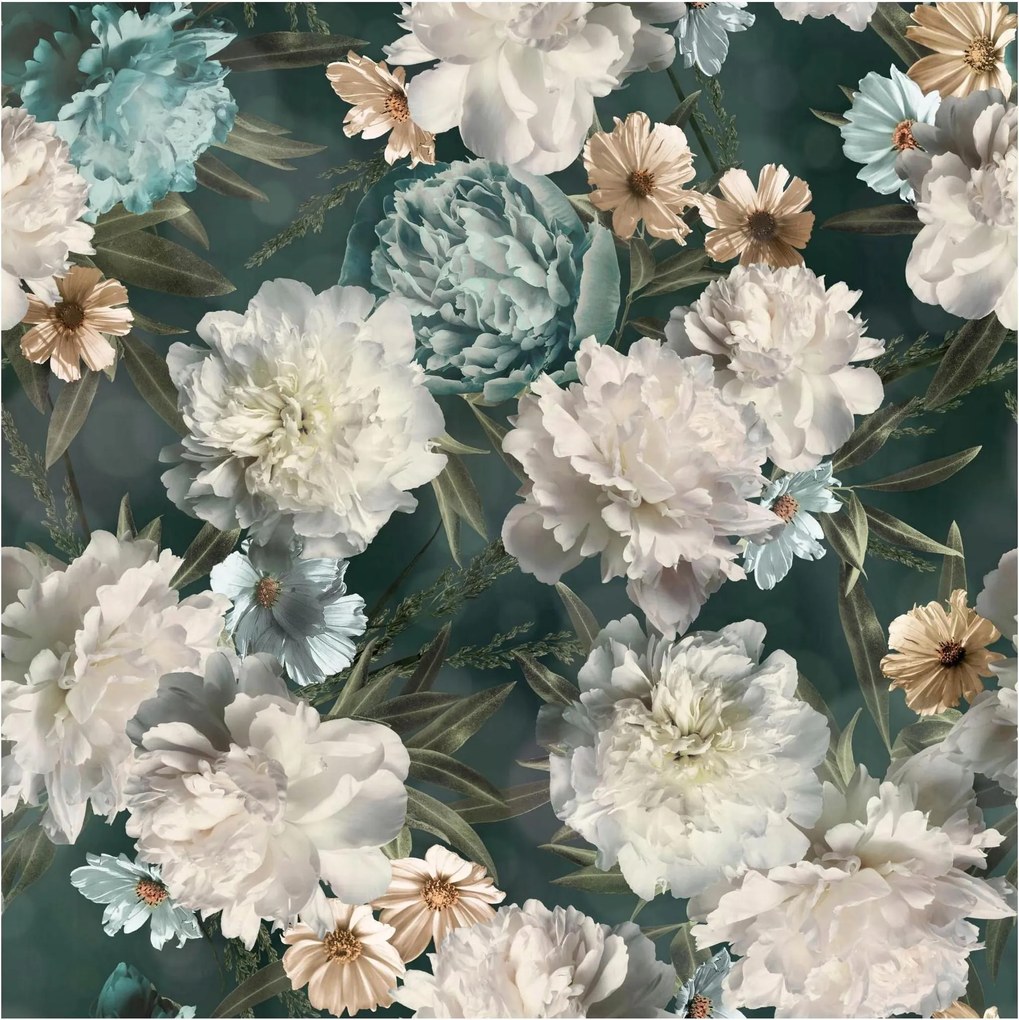 Függöny anyaga Szövet Virágok Zöld 9171