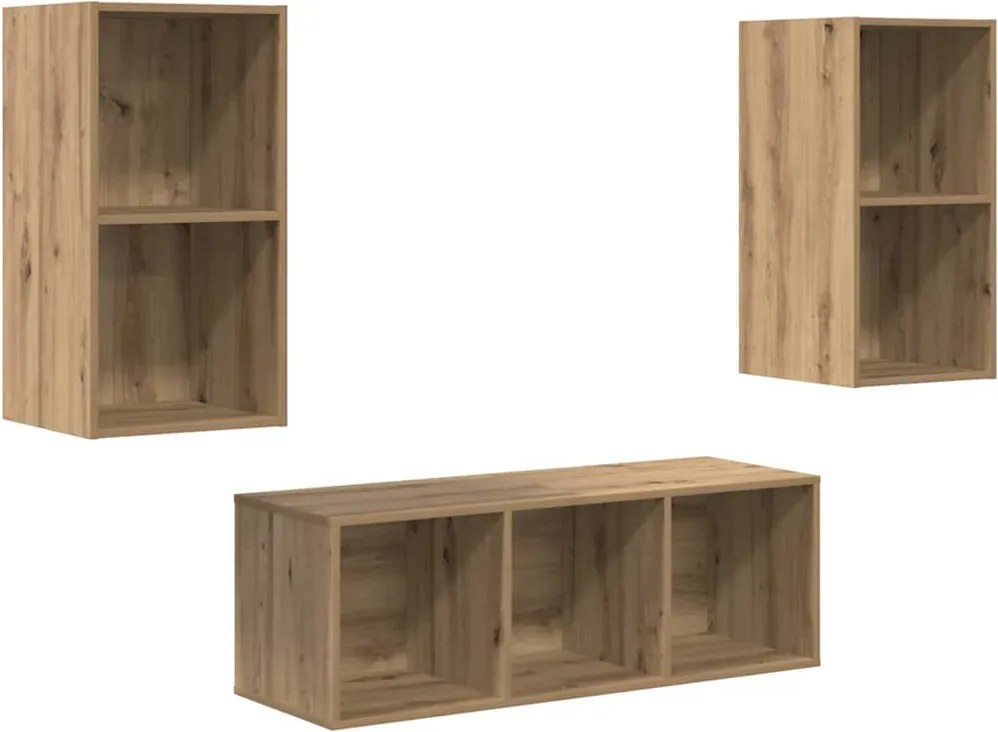 vidaXL TV szekrény garnitúra 3 pcs Artisan tölgy Faanyag