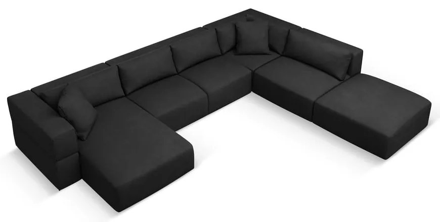 Fekete sarokkanapé (jobb oldali-"U" alakú) Esther – Milo Casa