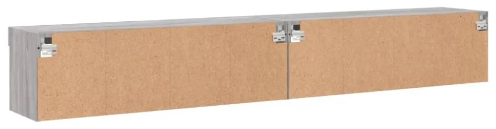 2 db szürke sonoma színű TV-szekrény LED-ekkel 100x30x30 cm