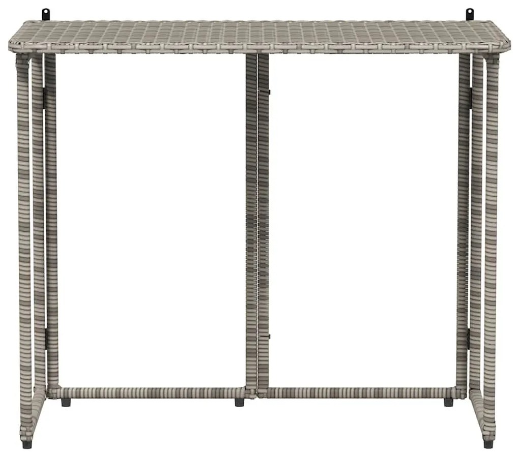 szürke polyrattan összecsukható kerti asztal 90x51x75 cm
