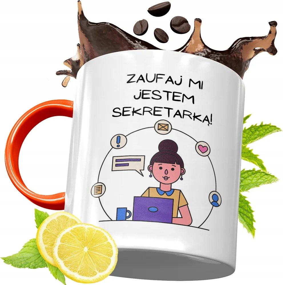 Narancssárga Bögre Titkárnőnek Ajándék fényképes nyomattal