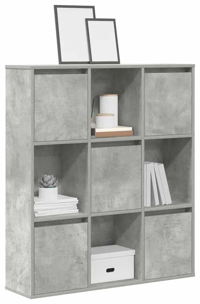 betonszürke szerelt fa könyvespolc 89x24x101,5 cm