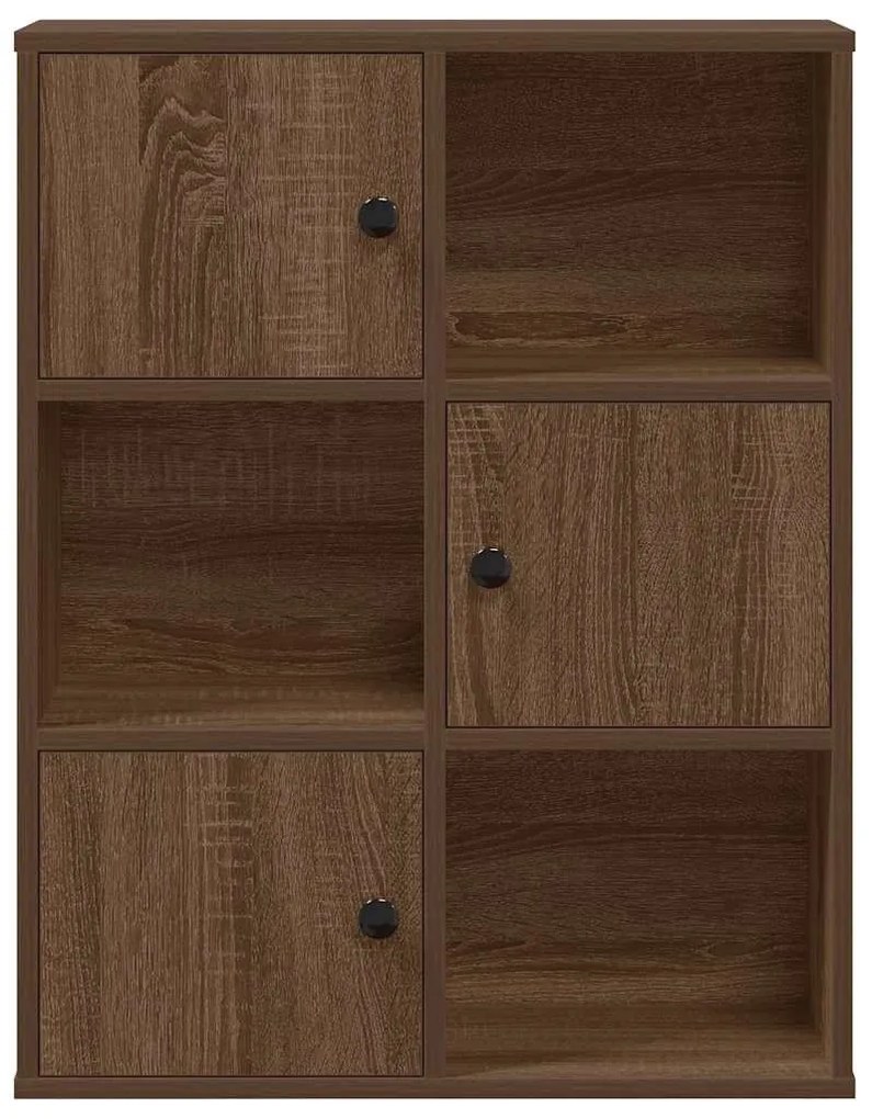 barna tölgy színű szerelt fa könyvszekrény 60x24x76,5 cm