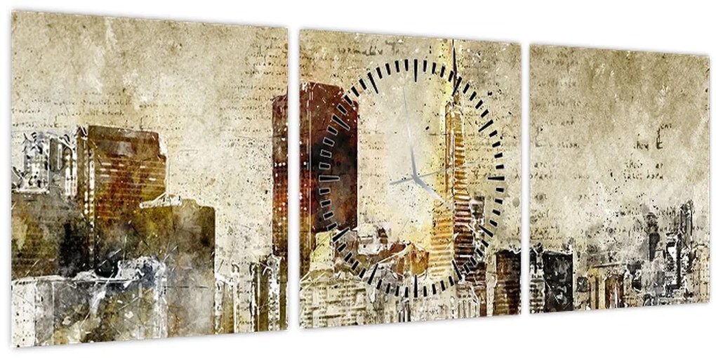 Kép - Művészileg renderelt város (órával) (90x30 cm)