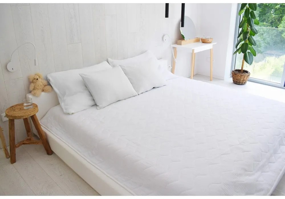 Fehér muszlin steppelt ágytakaró 210x240 cm Plain Muslin – Butter Kings