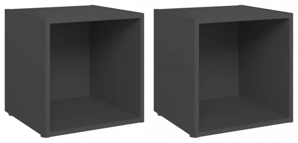 2 db szürke szerelt fa TV-szekrény 37 x 35 x 37 cm