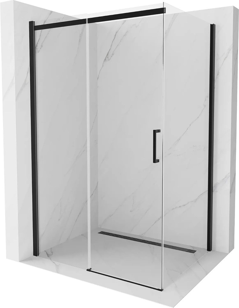 Mexen Omega Zuhanykabin Toló ajtóval    150 x 100 cm,  átlátszó üveg,  fekete  - 825-150-100-70-0 Toló ajtós