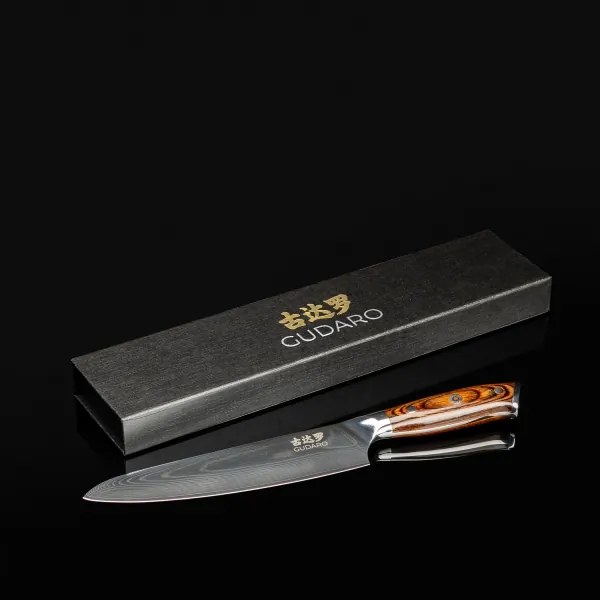 Gudaro - Damaszkuszi séfkés FENG 8", 67 rétegű acélból készült, hossza 20 cm