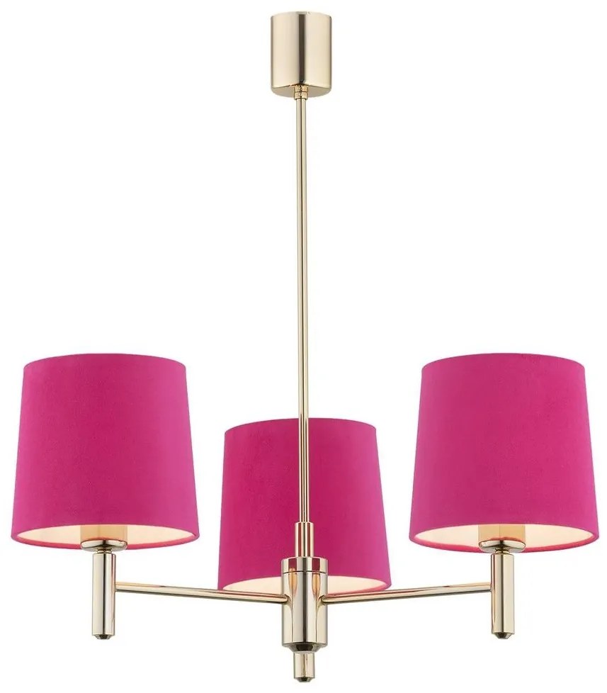 Argon 1498 - Csillár rúdon PONTE 3xE27/15W/230V rózsaszín/sárgaréz