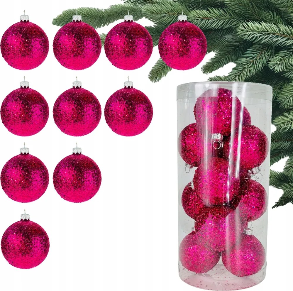 Fukszia Karácsonyfa Bombák Rózsaszín csillámos Buborékok a karácsonyfára