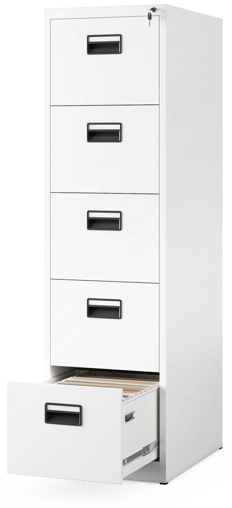 Fém irattartó szekrény, 5 fiókos SARA V5, 460 x 1625.5 x 620 mm, fehér