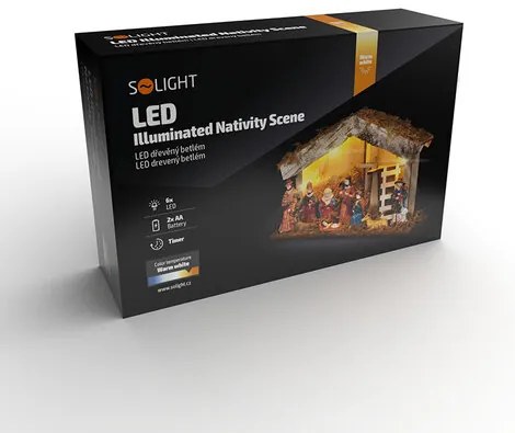 Solight LED karácsonyi fa háttérvilágításúbetlehem, 6x LED, 26 x 17 cm, 2x AA