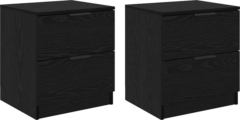 vidaXL Éjjeliszekrény 2 pcs Fekete tölgy 45 x 39 x 50cm Faanyag