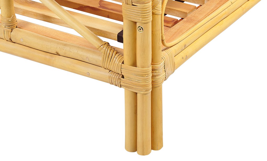 Világosbarna rattan franciaágy 160 x 200 cm DOMEYROT Beliani