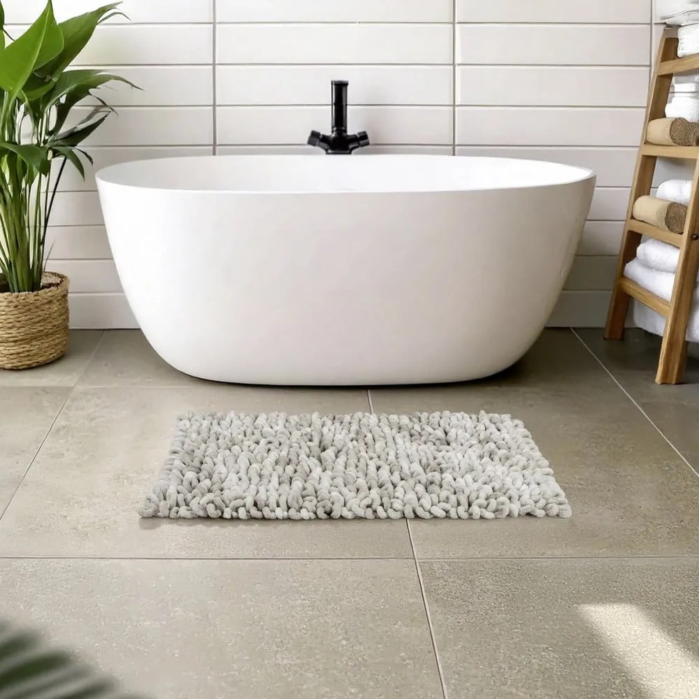 Szürkésbézs textil fürdőszobai kilépő 60x90 cm Lerici – Wenko