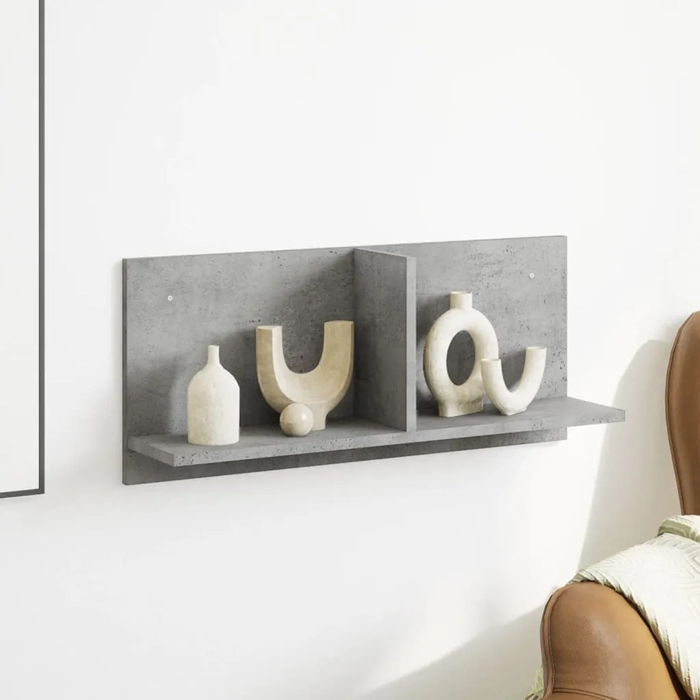 betonszürke szerelt fa faliszekrény 70 x 16,5 x 30 cm