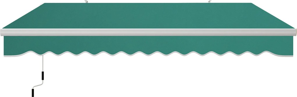 Outsunny Kézi Retró Awning 395x245 cm Erkély Napernyő Vízálló és UV-ellenálló Fém Kériozással Kültéri Összecsukható Napernyő Kert, Terasz és Ablakok S
