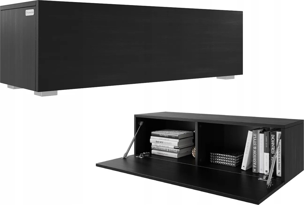 Rtv szekrény Tv alá 105cm Lowboard matt fekete