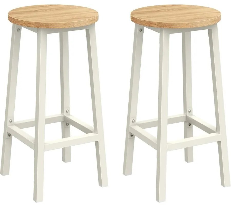 Bárszék szett, 2 db-os, konyhai bárszék,bézs és fehér tölgy színben