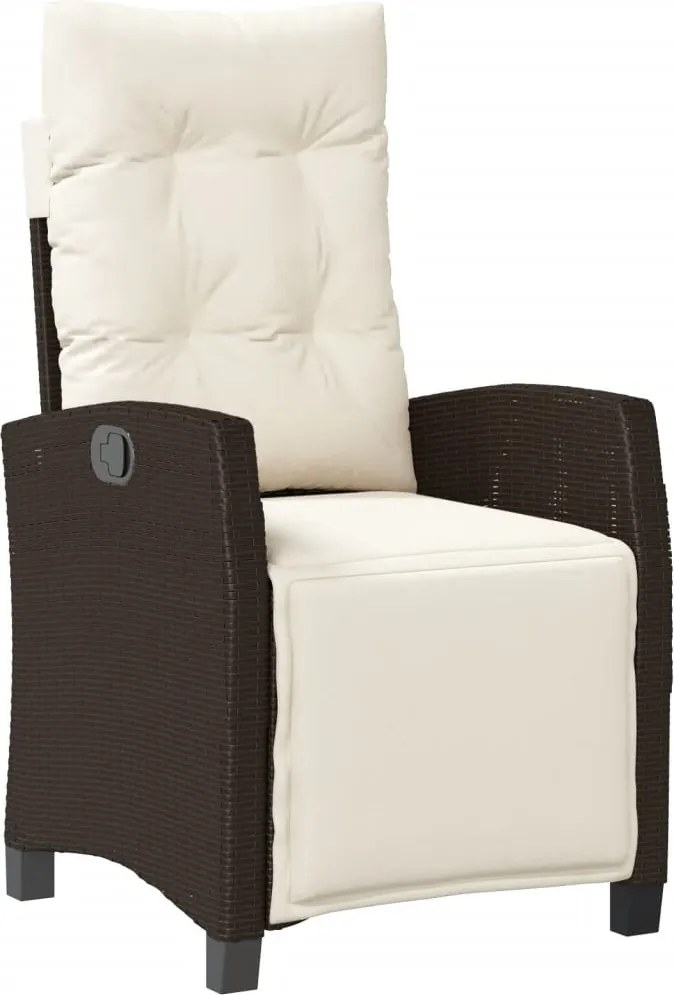 vidaXL barna polyrattan dönthető kerti szék lábtartóval