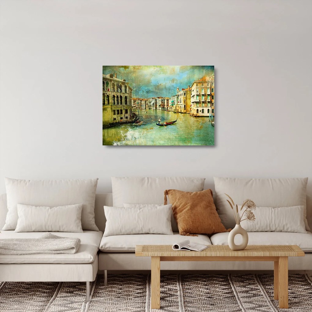Kép - velencei csatorna és gondolák (üvegen) (70x50 cm)