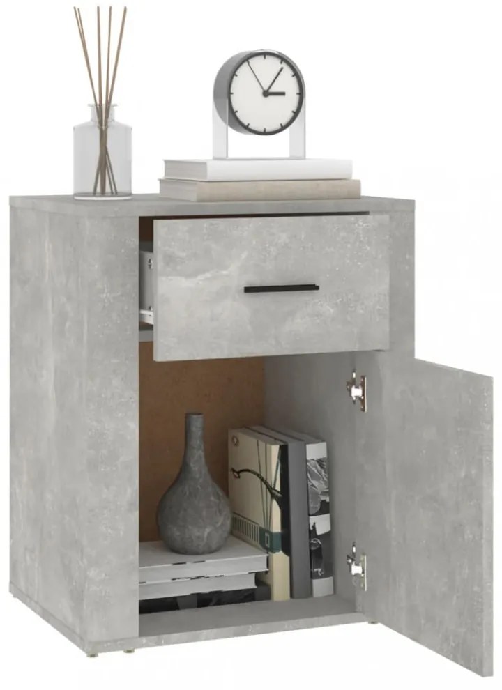 betonszürke szerelt fa éjjeliszekrény 50 x 36 x 60 cm