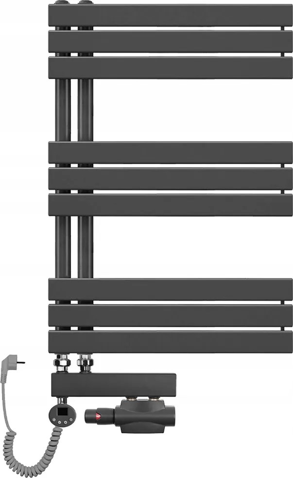 Fürdőszobai dekoratív víz-elektromos radiátor 850x600 antracit létra