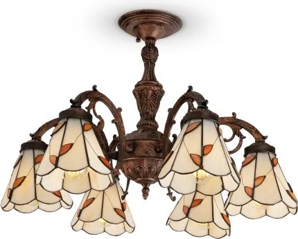 Brilagi - Tiffany vitrázs felületre szerelt csillár FOLIA 6xE27/60W/230V átmérő 60 cm