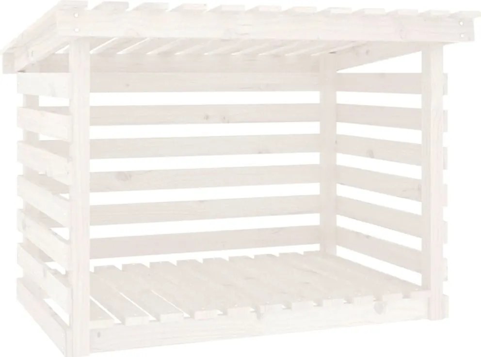 vidaXL fehér tömör fenyőfa tűzifatartó állvány 108x73x79 cm