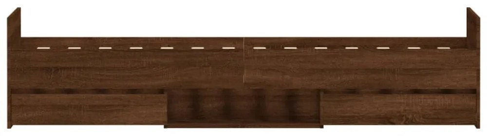 barna tölgy színű ágykeret fej- és lábtámlával 100 x 200 cm